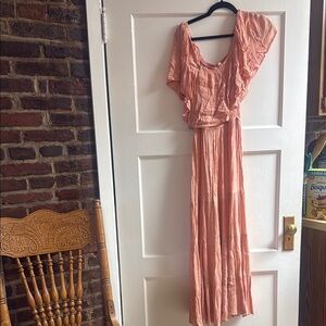 Elan Coral Ruffle Maxi Dress